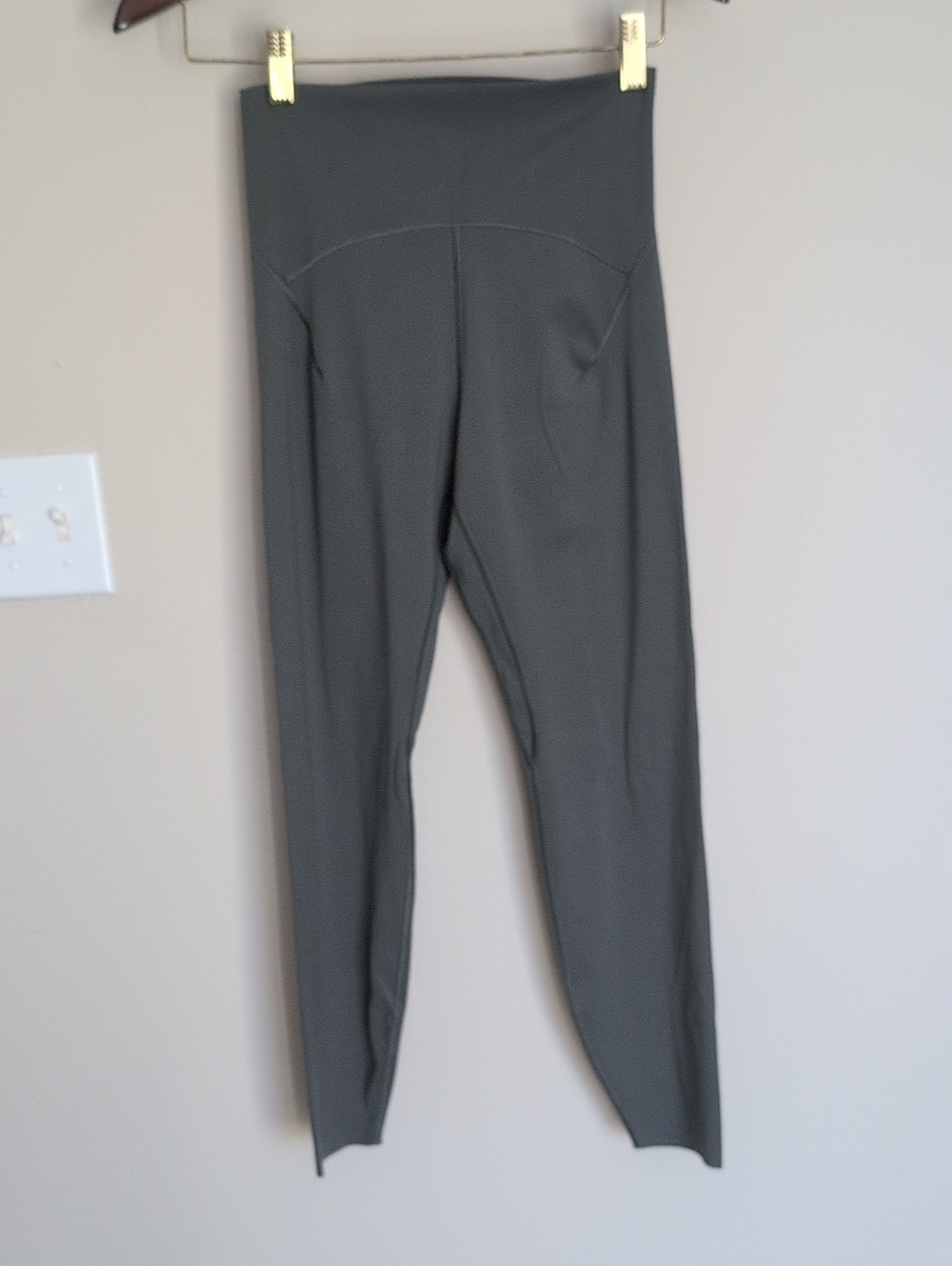 adidas High-Waist Leggings in Gray/Green